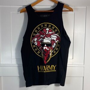 H.K Army Black Tank Top with Bright Red